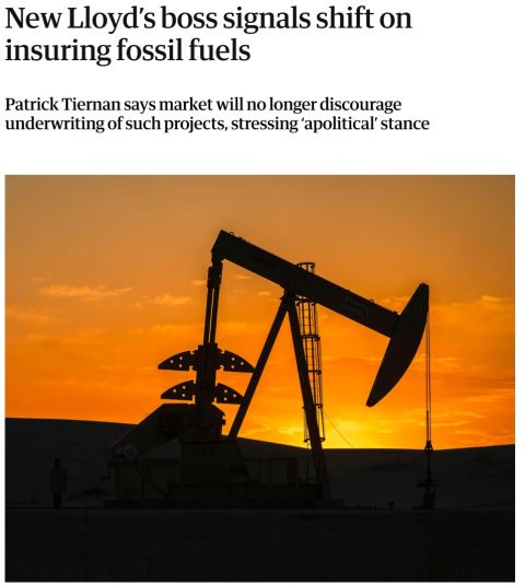 Lloyd’s el fin de las restricciones a seguros de combustibles fósiles