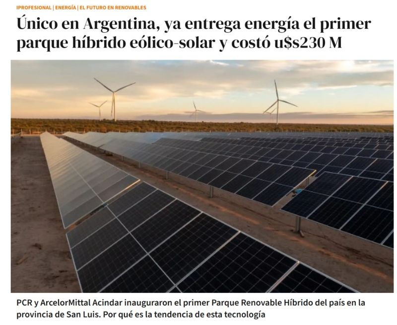 Argntina first hybrid wind – solar park is now operational